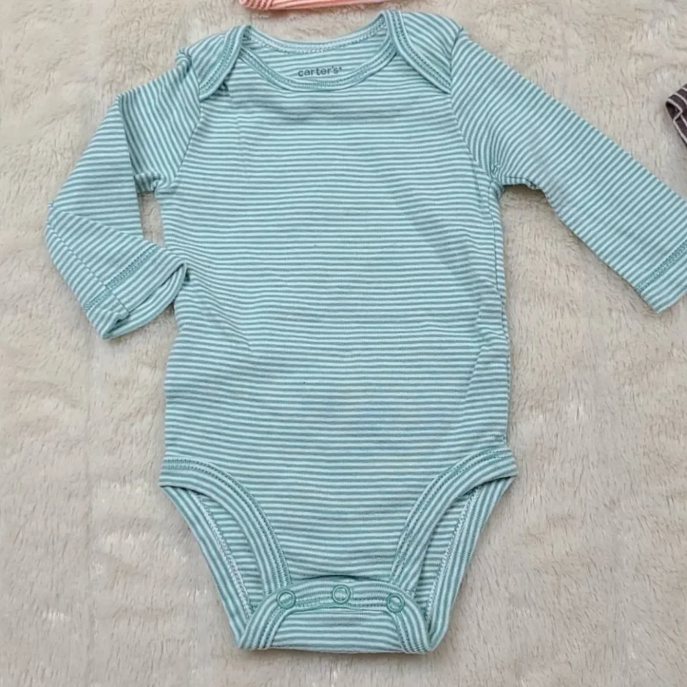 Carter's Baby Bodysuit Bundle 3M 4 Pack Striped Onesies Long Short Sleeve Unisex